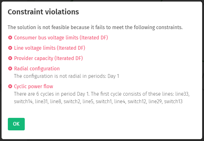 Screenshot of the PGO web app constraint violations